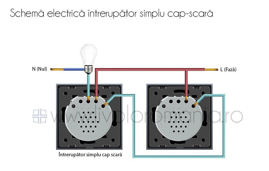 schema electrica intrerupator simplu cap-scara Livolo
