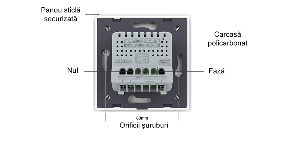 Modul senzor de temperatura si umiditate cu protocol Zigbee Livolo 13
