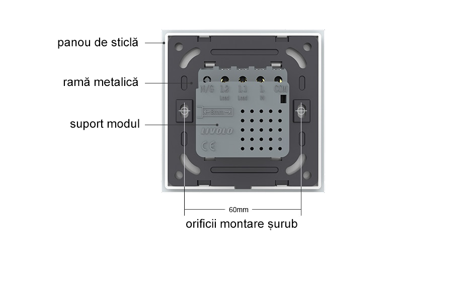 Modul intrerupator touch wireless RF cu variator (dimmer) 2M, Livolo 10