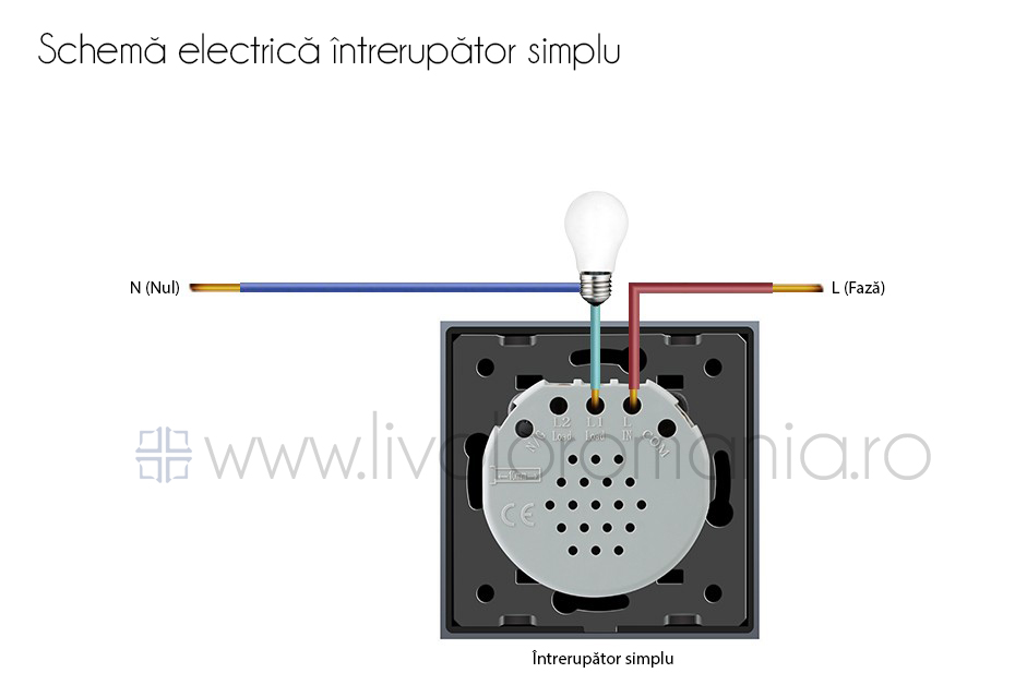 schema electrica intrerupator simplu Livolo
