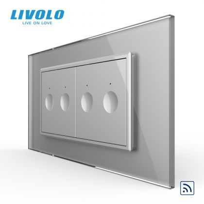 Intrerupator tactil dublu control telecomanda RF + Intrerupator tactil dublu control telecomanda RF, 4M, cu rama sticla