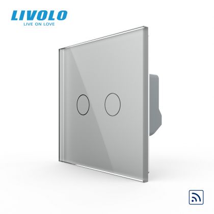 Întrerupător dublu tactil, wireless - control din telecomanda RF, cu panou sticla, Generatia Noua