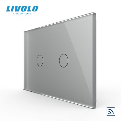Intrerupator dublu, standard italian, control telecomanda RF, cu panou sticla, 3M