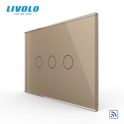 Intrerupator triplu, standard italian, control telecomanda RF, cu panou sticla, 3M