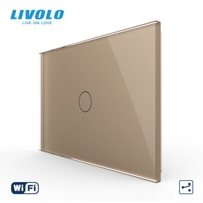 Intrerupator simplu, standard italian, cap scara/ cap cruce, conexiune WiFi, cu panou sticla, 3M