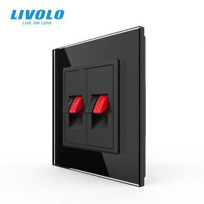 Priza dubla cabluri audio, 2x1M, cu rama sticla
