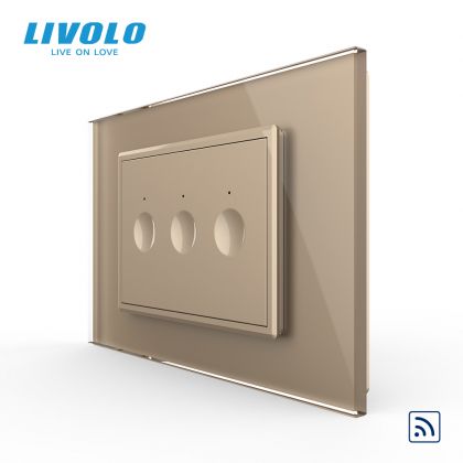 Intrerupator triplu tactil, control telecomanda RF, standard italian, cu rama sticla, 3M