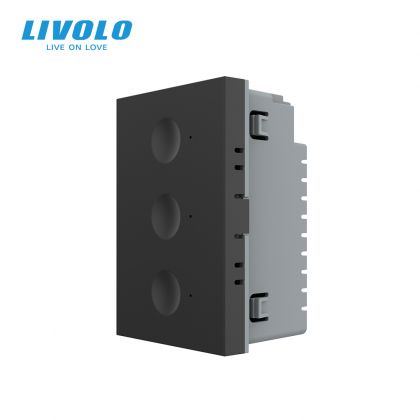 Modul intrerupator triplu tactil, control telecomanda RF, cap scara / cap cruce, standard italian, 3M