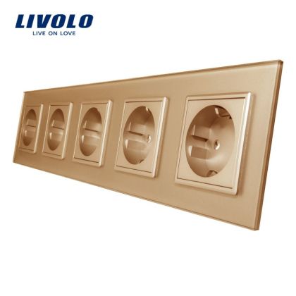 Priza Schuko cvintupla, borne fara surub - quick connect, cu rama sticla