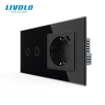 Intrerupator dublu + priza Schuko cu port USB tip C, generatia noua, cu rama sticla