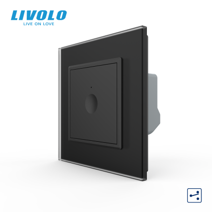 Intrerupator simplu tactil, cap scara / cap cruce, cu rama sticla