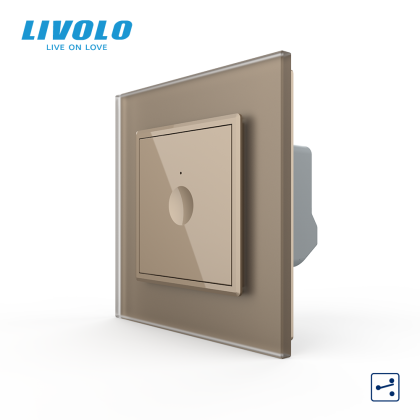 Intrerupator simplu tactil, cap scara / cap cruce, cu rama sticla