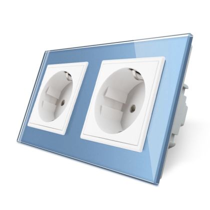 Priză Schuko Dublă, cu rama sticla