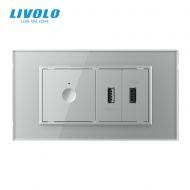 Intrerupator tactil simplu Zigbee + priza dubla USB, 4M, cu rama sticla