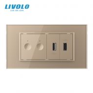 Intrerupator tactil dublu Zigbee + priza dubla USB, 4M, cu rama sticla