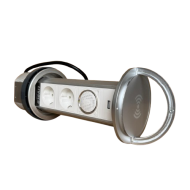 Priza incastrabila Pop Up, Silver, echipata cu USB, incarcator Wireless + Difuzor+ 2 Prize 2M