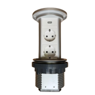 Priza incastrabila Pop Up, Silver, echipata cu USB + 2 prize 2M