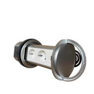 Priza incastrabila Pop Up, Silver, echipata cu USB + 2 prize 2M