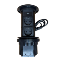 Priza incastrabila Pop Up, Black, echipata cu USB + 2 prize 2M