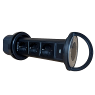 Priza incastrabila Pop Up, Neagra, echipata cu USB, incarcator Wireless + 3 prize 2M 