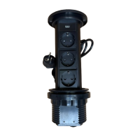 Priza incastrabila Pop Up, Neagra, echipata cu USB + 3 prize 2M 