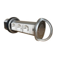 Priza incastrabila Pop Up, Silver, echipata cu USB + 3 prize 2M