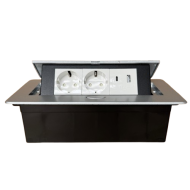 Carcasa prize incorporabile birou, 6M Silver cu 1 priza USB tip A + tip C + 2 prize Schuko 