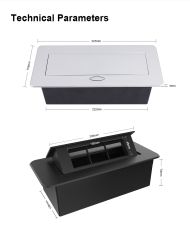 Carcasa prize incorporabile birou, 6M Neagra cu 1 priza USB tip A + tip C + 2 prize Schuko 