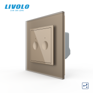 Intrerupator dublu tactil, cap scara / cap cruce, cu rama sticla