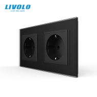 Priză Schuko Dublă, cu rama sticla