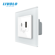 Priza dubla USB + USB tip C, cu rama sticla